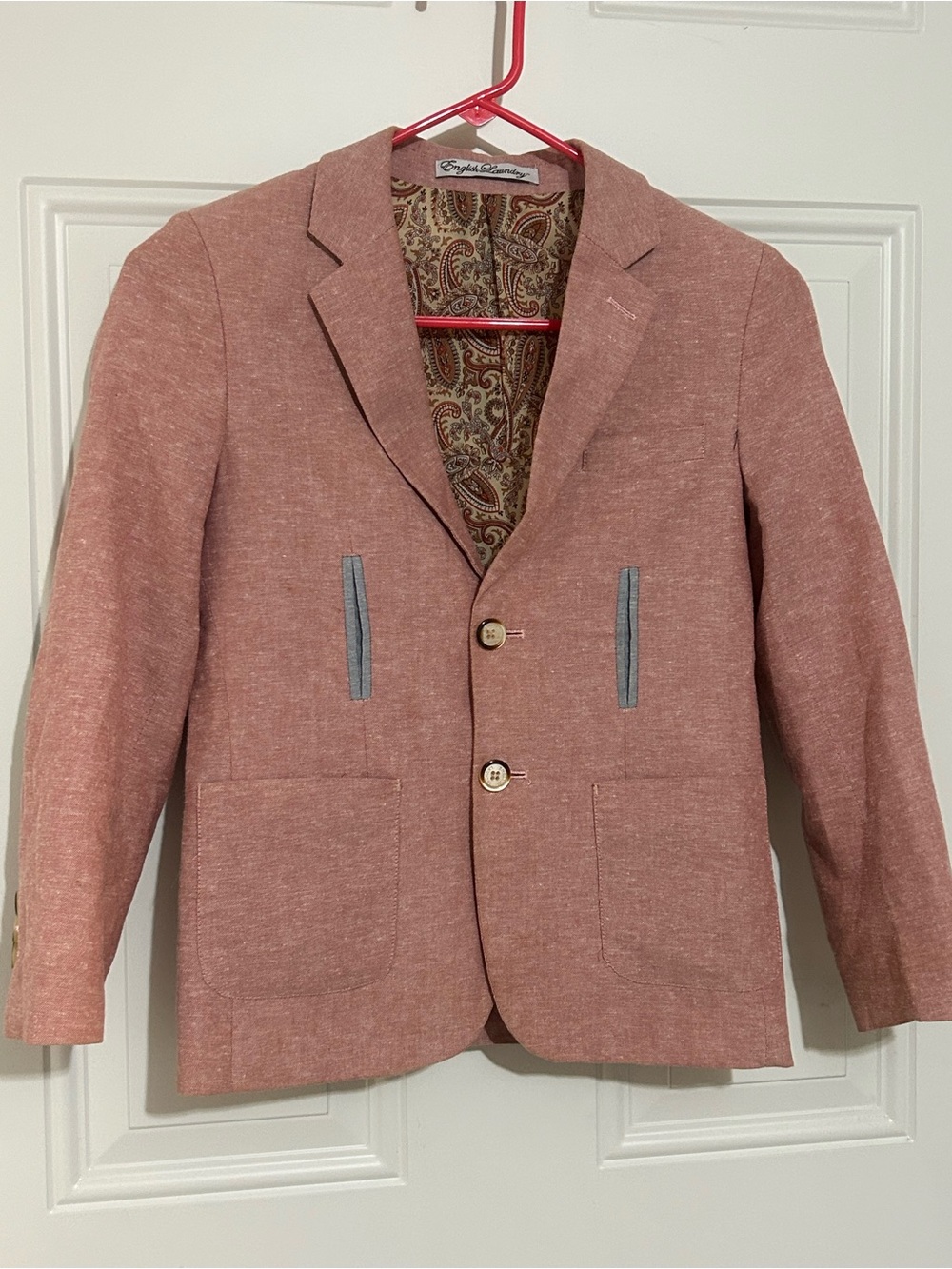 English Laundry Pastel Pink/Salmon Linen-Blend Blazer